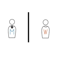 Concept and idea of the toilet icon. Sign for the toilet room. Isolated on a white background.