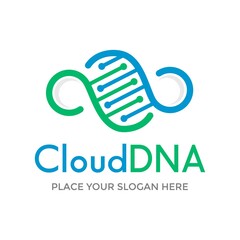 Cloud DNA vector logo template. This design use chromosome symbol. Suitable for science or website.