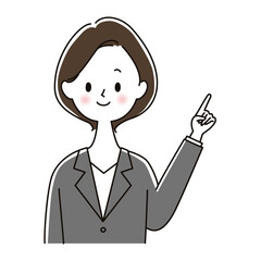 指差しるすスーツ姿の女性