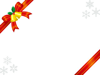 クリスマスのリボン装飾フレーム背景　赤