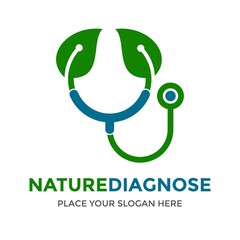 Nature diagnose vector logo template. This design use stethoscope symbol. Suitable for environment.