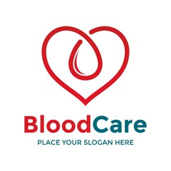 Blood care vector logo template. This design use love symbol. Suitable for humanity.