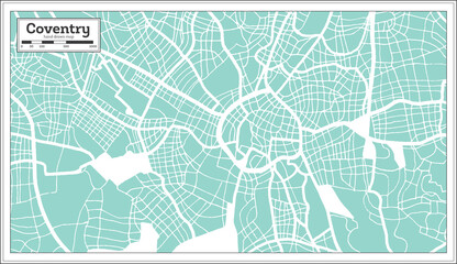Coventry Great Britain City Map in Retro Style. Outline Map.