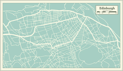 Edinburgh Great Britain (United Kingdom) City Map in Retro Style. Outline Map.