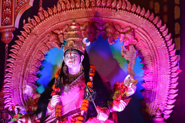 Idol of hindu goddess durga during navratri festival