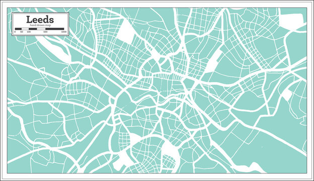 Leeds Great Britain City Map in Retro Style. Outline Map.