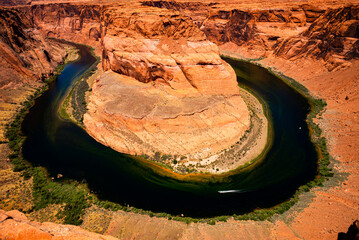 Autumn holiday concept. Landscape of Horseshoe Bend of Colorado River near Grand Canyon.