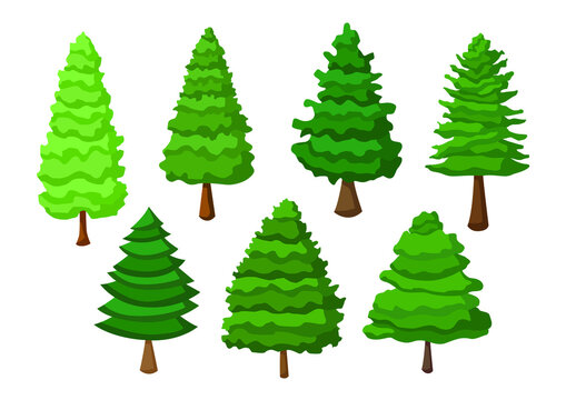 tree pine set collection isolated on white background illustration vector