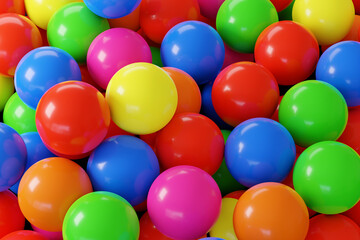 Fototapeta na wymiar Many colorful balls in ball pool. 3d illustration