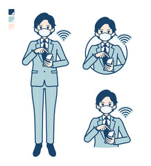 simple suit businessman mask_smartphone-touch