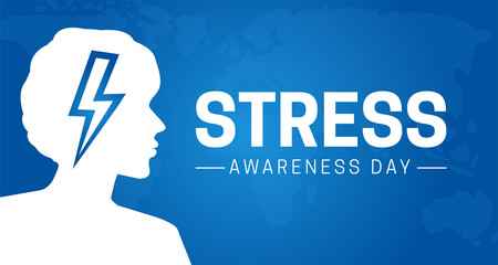 Stress Awareness Day Background Banner Illustration with Woman
