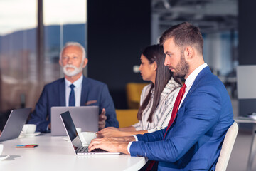 Business team having meeting in office. Diversity.
