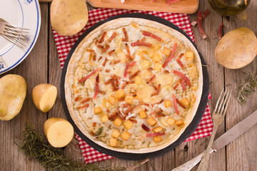 Cheese and bacon tart.