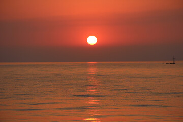 red sea dawn from the sea in summer