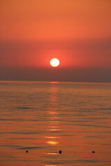 red sea dawn from the sea in summer