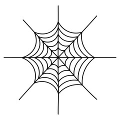 Spider web. Sketch. Silhouette. A sticky victim trap. Vector illustration. Thin thread. Outline on an isolated white background. Hunter ambush. Intricate network. Halloween symbol. All Saints Day. 