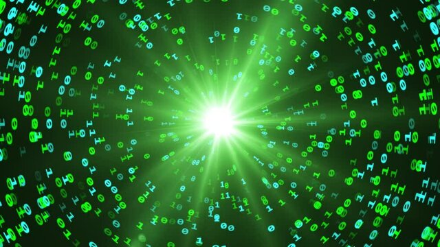 digital binary code big data or database in zooming time warp concept