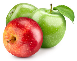 Red apple and green apple isolated on white