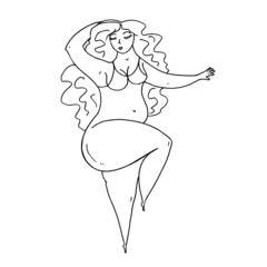 Girl in a bikini, a luxurious woman. Vector illustration.