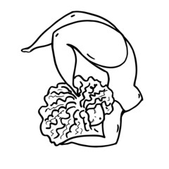 Pretty  sport woman. Line art. Vector illustration.