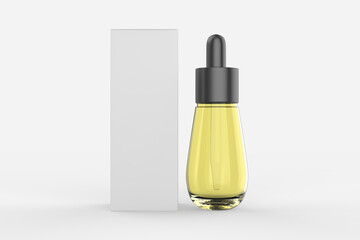 Fototapeta premium Amber tincture dropper bottle with box isolated white background.3d illustration