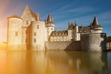 Fototapeta na wymiar View of gorgeous medieval castle Chateau de Sully-sur-Loire on river Loire, France