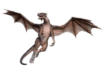 3D Rendering Fairy Tale Dragon on White