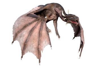 3D Rendering Fairy Tale Dragon on White