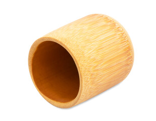 Bamboo wood cup isolated on white background