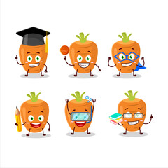 Obraz premium School student of sweet carrot cartoon character with various expressions