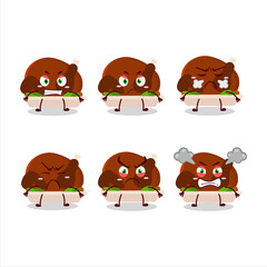Turkey meat cartoon character with various angry expressions