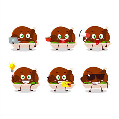 Turkey meat cartoon character with various types of business emoticons