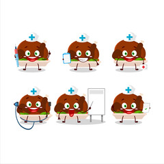 Doctor profession emoticon with turkey meat cartoon character