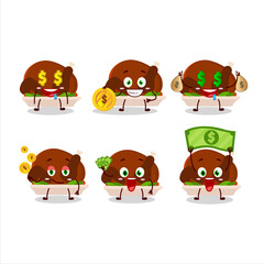 Turkey meat cartoon character with cute emoticon bring money