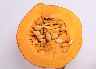 Yellow pumpkin vegetable isolated on white background