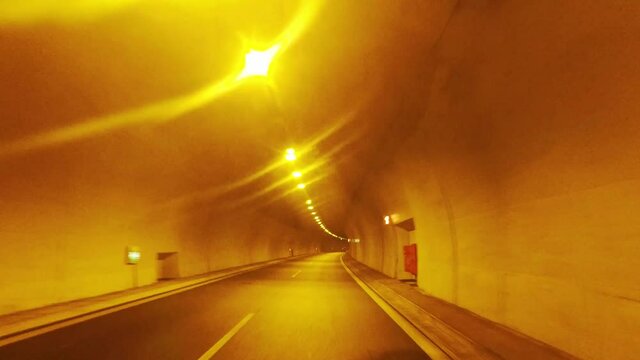 Helmet camera view of motorcycle travelling on empty highway. Peloponnese highway Moreas, summer of 2020