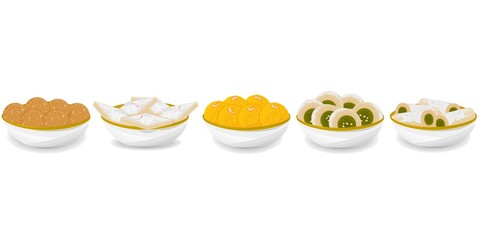 Indian Sweets or Mithai Like Laddu,Kaju katli