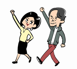 Senior couple raise their fists and go!