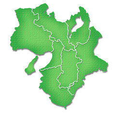 ペーパークラフト調の近畿地方の地図