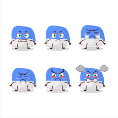 Blue santa hat cartoon character with various angry expressions