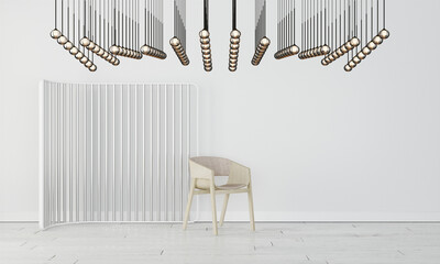 Multi bulb lamp with chair in moder interior