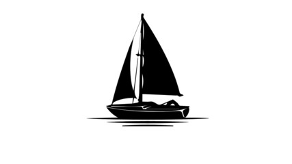 sailing yacht boat on river dark black silhouette vector