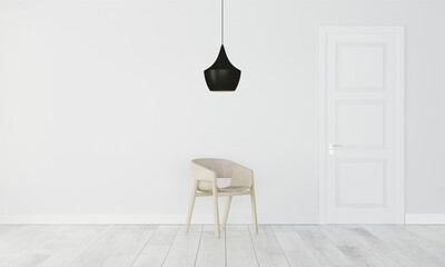 Modern interior with chair and lamp