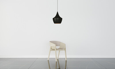 Modern interior with chair and lamp