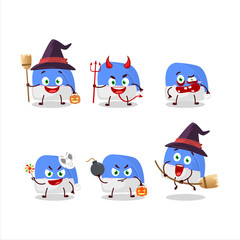 Halloween expression emoticons with cartoon character of blue santa hat