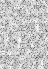 gray background with white highlights and a pattern of irregular polyhedrons