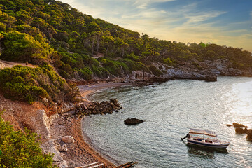 Beautiful landscape of wild Sterna beach, Mediterrenian sea, Greece
