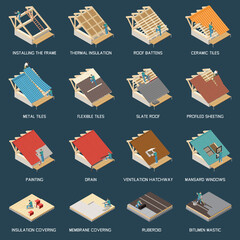 Roofer Isometric Set © Macrovector