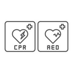Obraz premium AED Emergency defibrillator, AED AID CPR, vector icon symbol isolated on white background