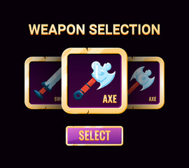 Gui weapon selection interface, perfect for 2d game ui vector illustration